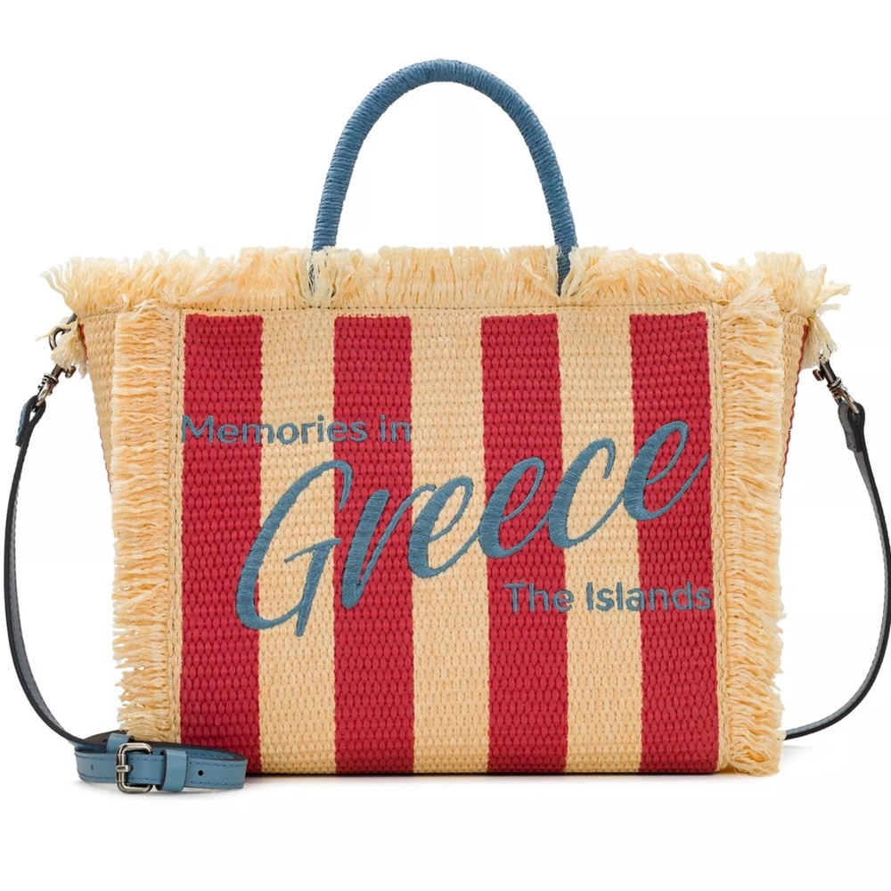 Patricia Nash Specialty Woven Greece Tote in Blue Fog NWT